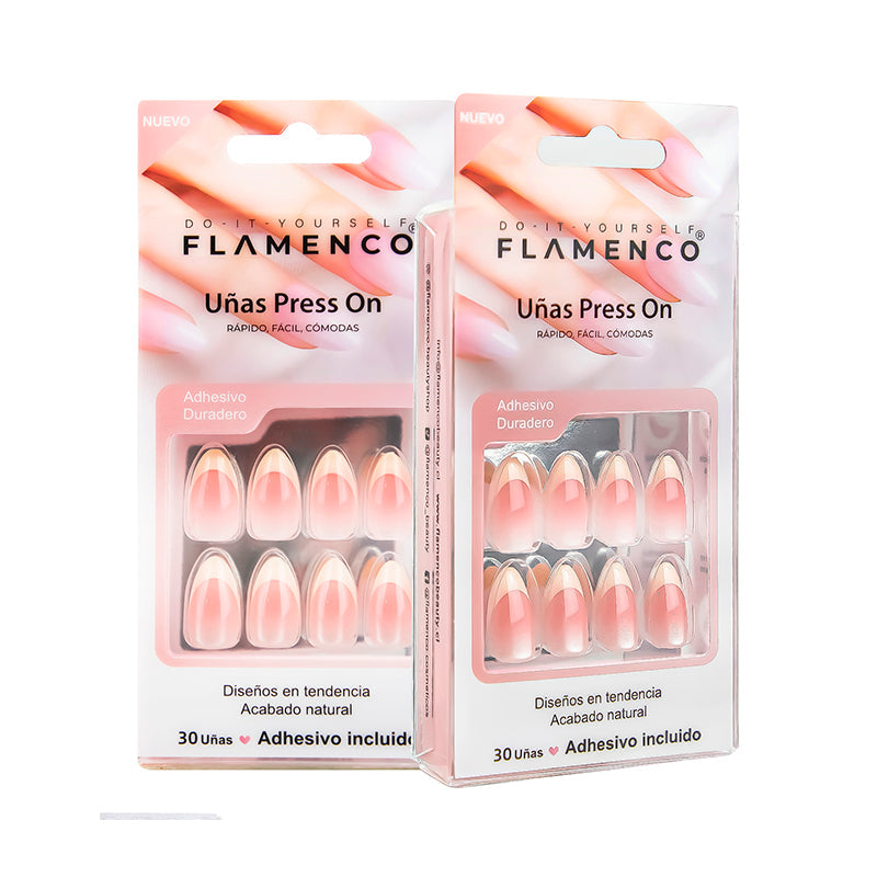 Uñas Press On Almendradas Francesa Nácar Satinado