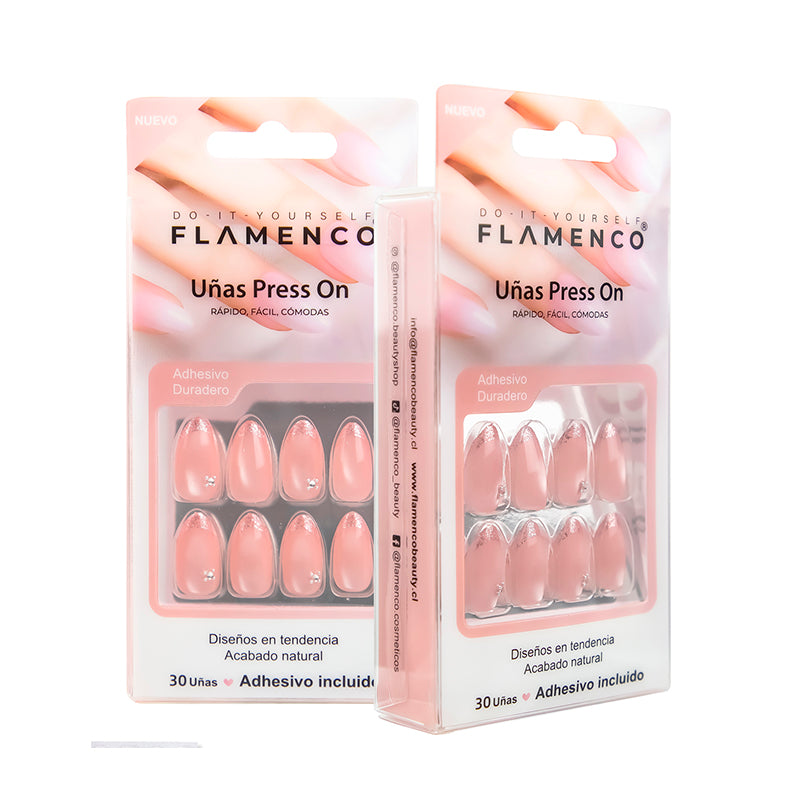 Uñas Press On Francesa Glitter Coquette Almond