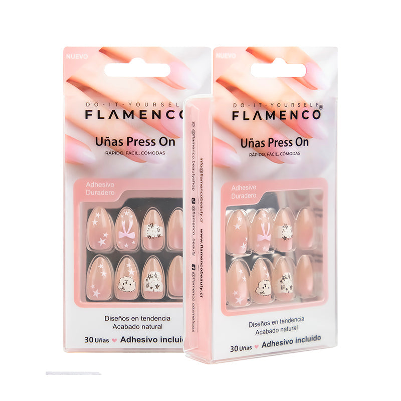 Uñas Press On Kawaii Poodle Cat Eye Almond