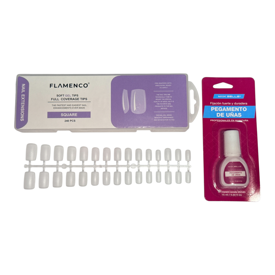 Tips Transparentes para Uñas Esmerilados 240 Unidades Modelo 196