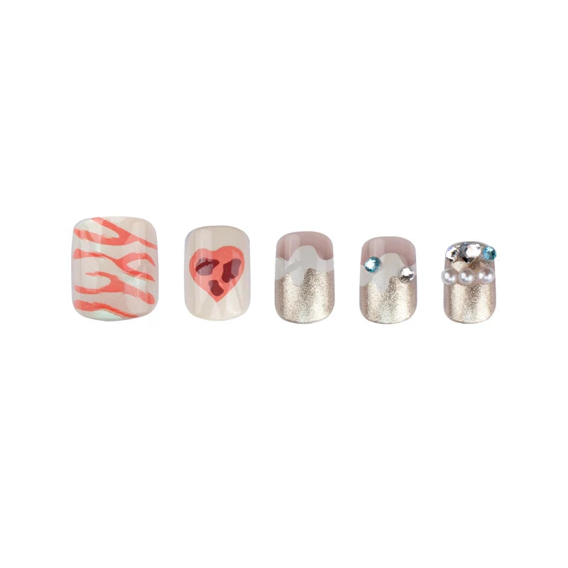 Uñas Press On Cuadradas Cortas Animal Print