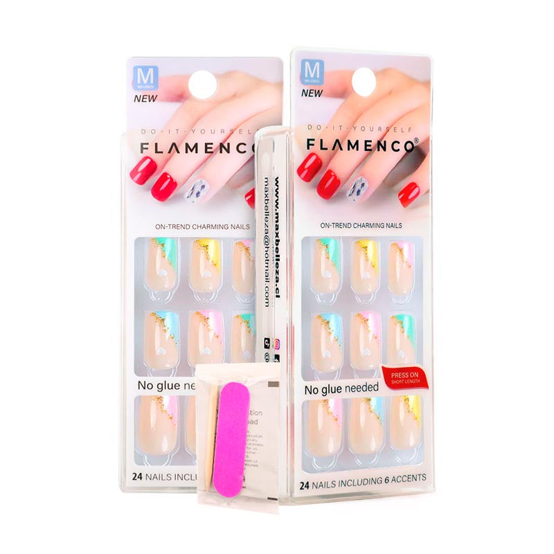Uñas Press On Cuadradas Medianas Pastel Glam