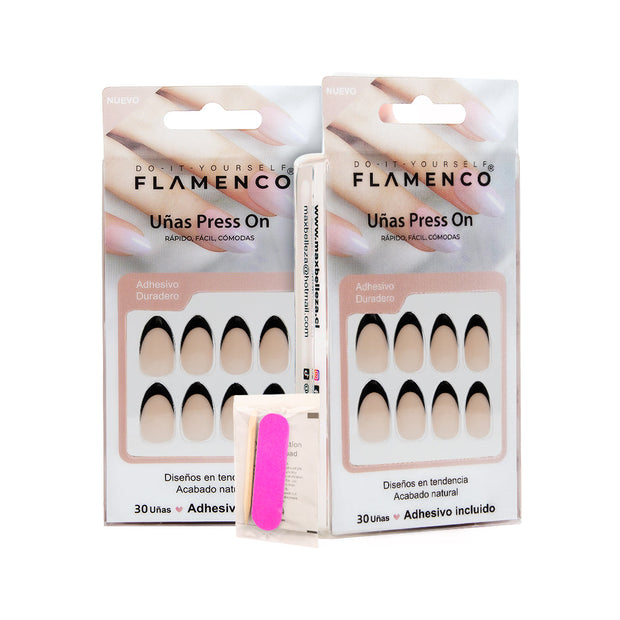 Uñas Press On French Noir Almond
