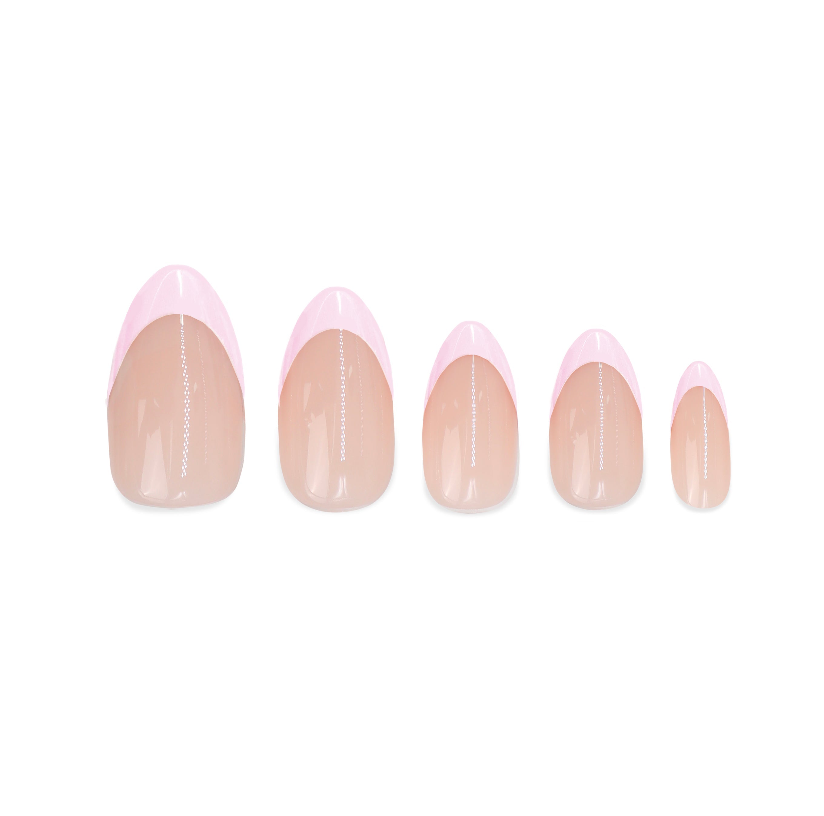 Uñas Press On Pink French Almond