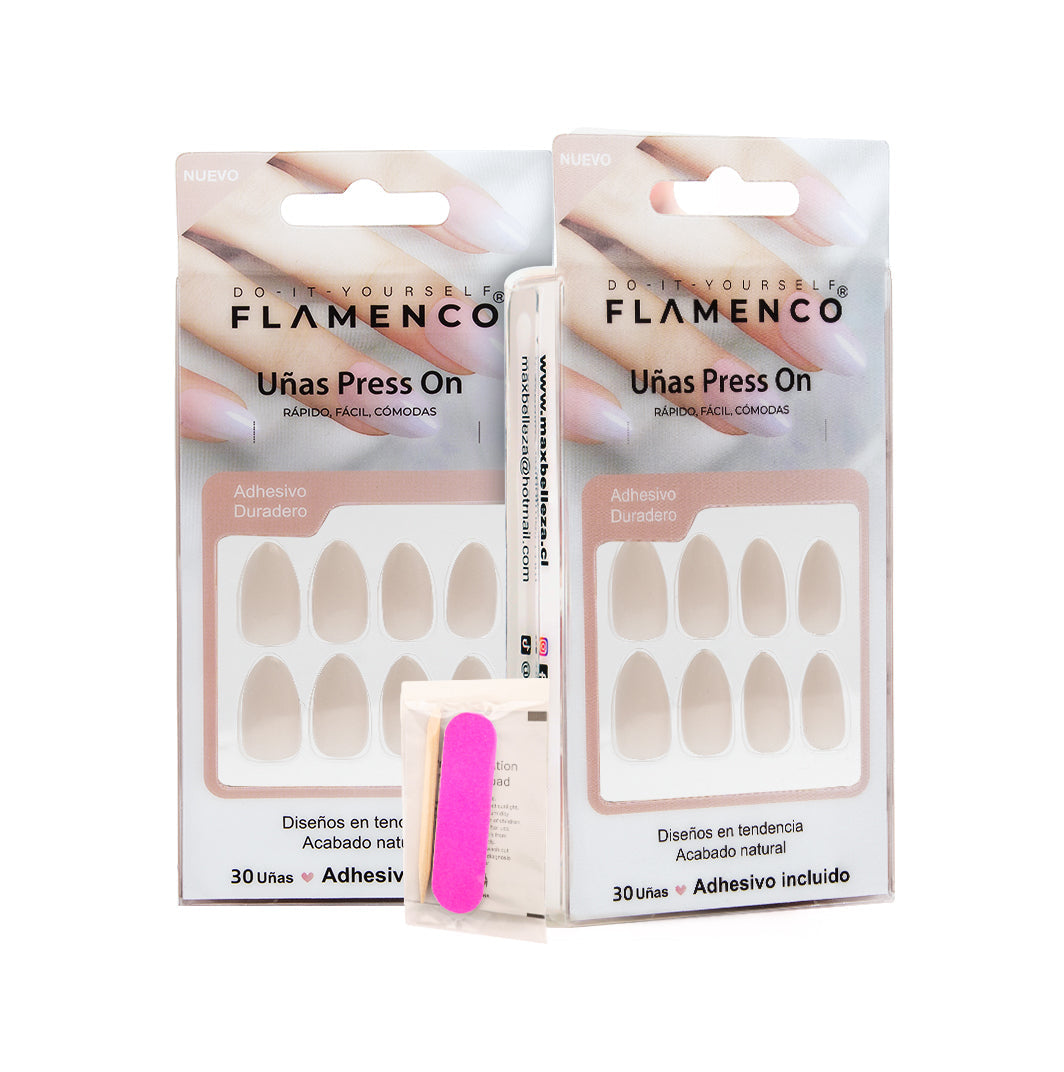 Uñas Press On Nude Minimalist Almond
