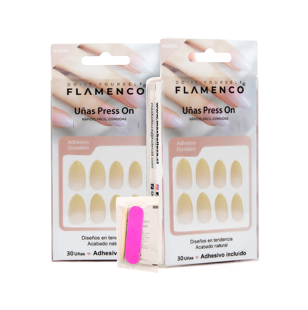Uñas Press On Almendra Butter Yellow Ombré