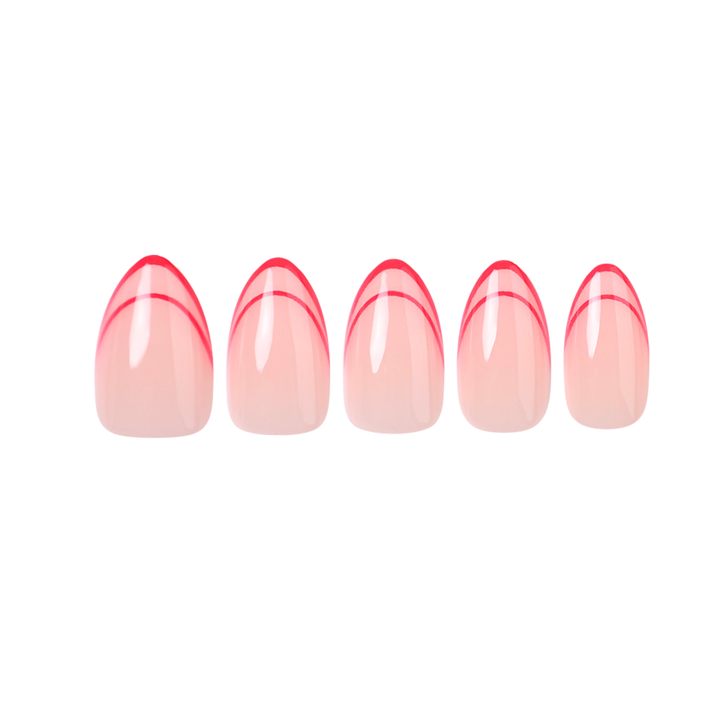 Uñas Press On Almendra Francesa Doble Rosa y Roja