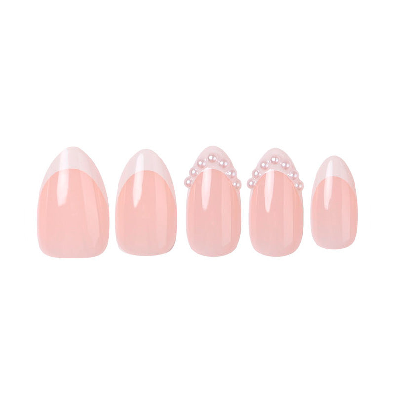 Uñas Press On Pearl French Almond