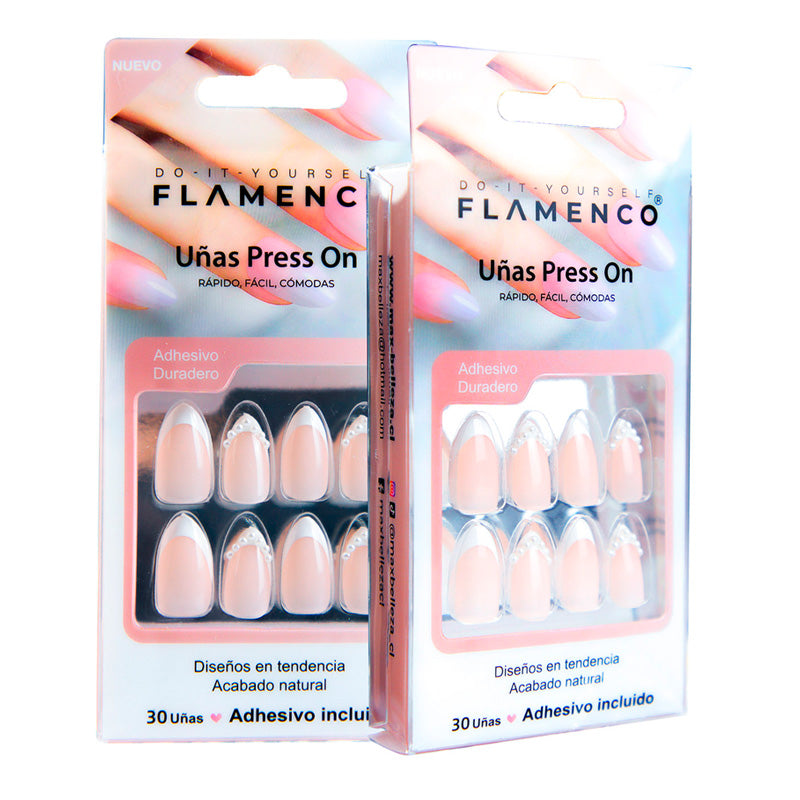 Uñas Press On Pearl French Almond