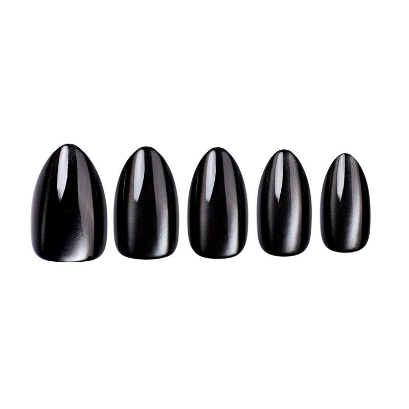 Uñas Press On Midnight Cat Eye Almond