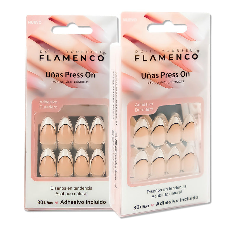 Uñas Press On Double French Almond
