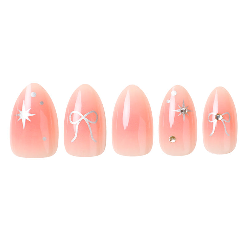 Uñas Press On Sweet Bow Ombré Almond