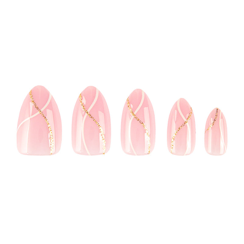 Uñas Press On Rose Gold Flow Almond