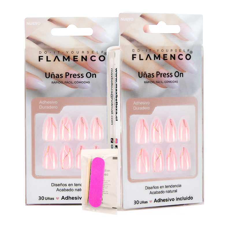 Uñas Press On Rose Gold Flow Almond