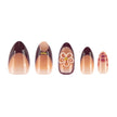 Uñas Press On Golden Blossom French Almond