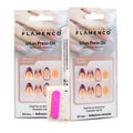 Uñas Press On Golden Blossom French Almond