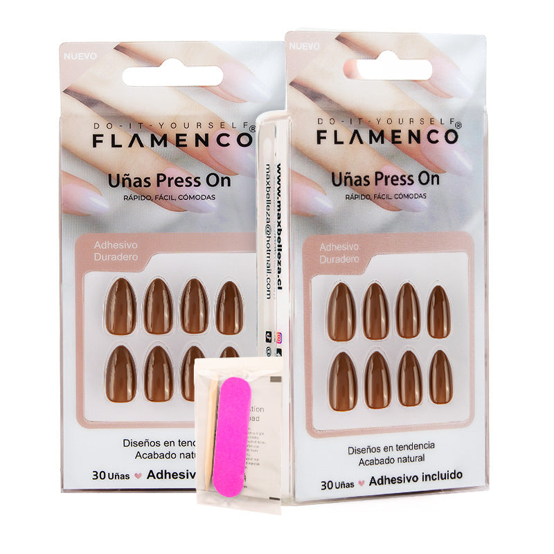 Uñas Press On Chocolate Cat Eye Almond