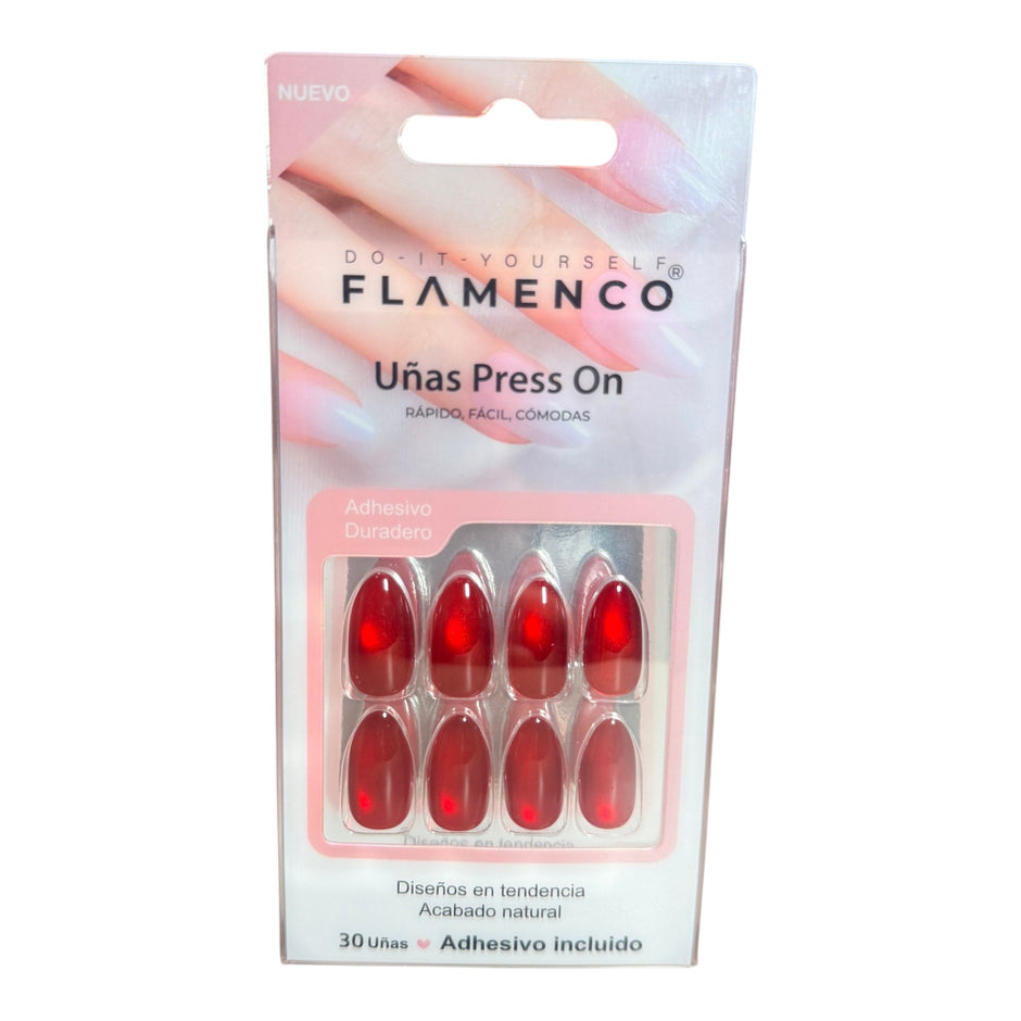 Uñas Press On Rojo Ojo Gato