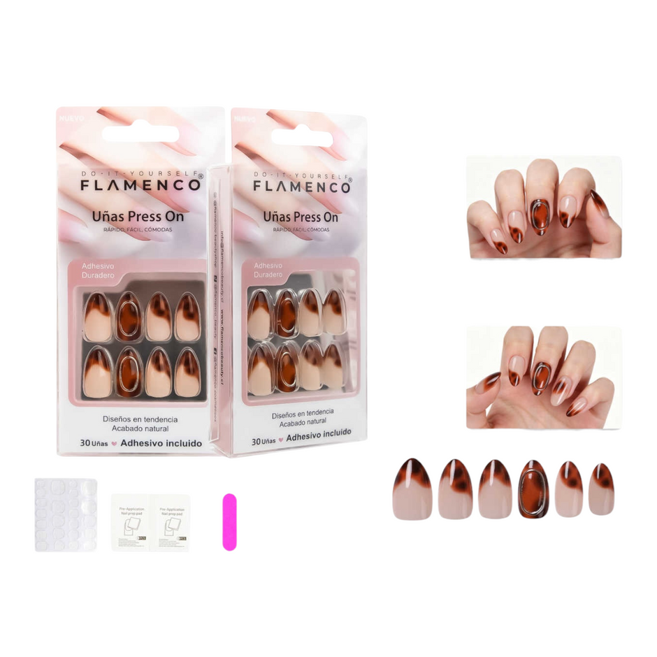 Uñas Press On Almendradas Modelo 98