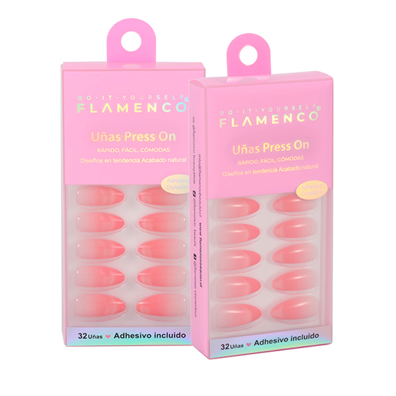 Uñas Press On Almendradas Degradé Coral