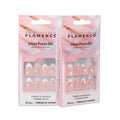 Uñas Press On Almendra Francesa Plata con Lazos
