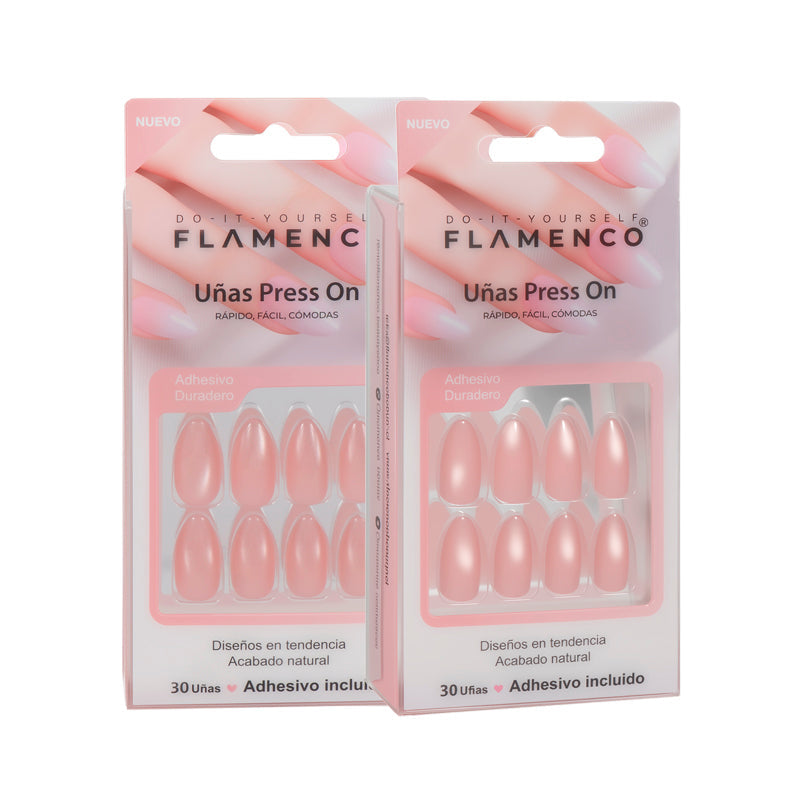 Uñas Press On Almendra Rosa Perlado Glazed