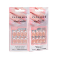 Uñas Press On Almendra Francesa Blanca con Dorado