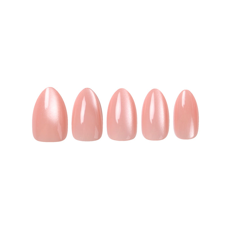 Uñas Press On Almendra Rosa Perlado Glazed