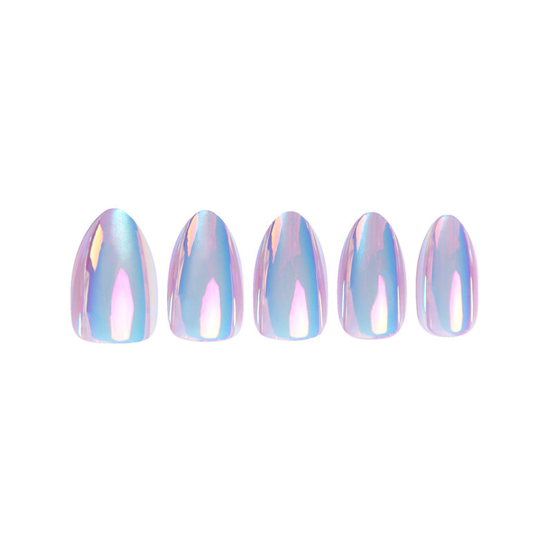 Uñas Press On Almendra Cromadas Iridiscentes Mermaid