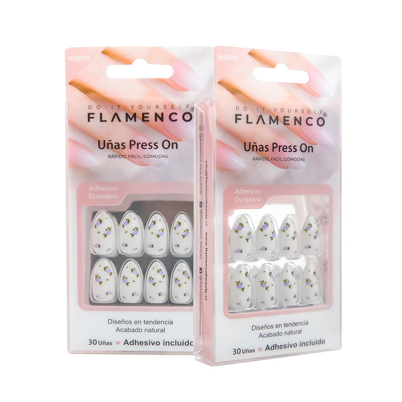 Uñas Press On Almendradas Corta Savage Love Lazo Cristal 3D
