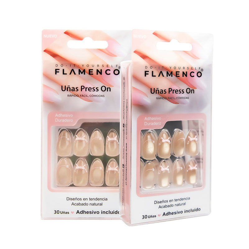 Uñas Press On Almendradas Corta Francesa V con Glitter Cristales