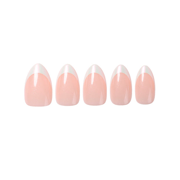 Uñas Press On Almendradas Corta Francesa Aurora French Pearl
